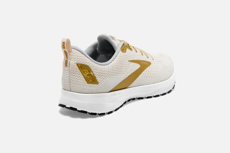 Brooks Running Shoes Womens White/Gold - Revel 4 Road - 2190-IXYFZ